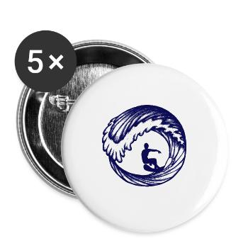 Surfer dans la grande vague - Lot de 5 petits badges (25 mm) - blanc - Devant