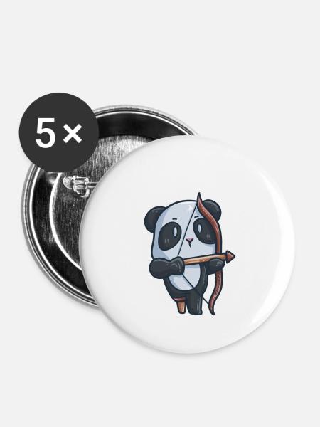 Panda Bogenschießen Behinderung Prothese Geschenk - Buttons klein 25 mm (5er Pack) - Weiß