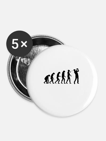 CROSSGOLF EVOLUTION Golfer Geschenk Golfspieler - Buttons klein 25 mm (5er Pack) - Weiß