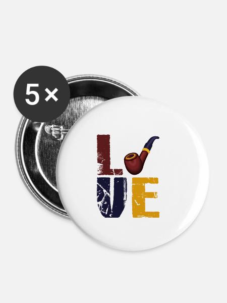 Liebe Pfeife rauchen - Buttons klein 25 mm (5er Pack) - Weiß