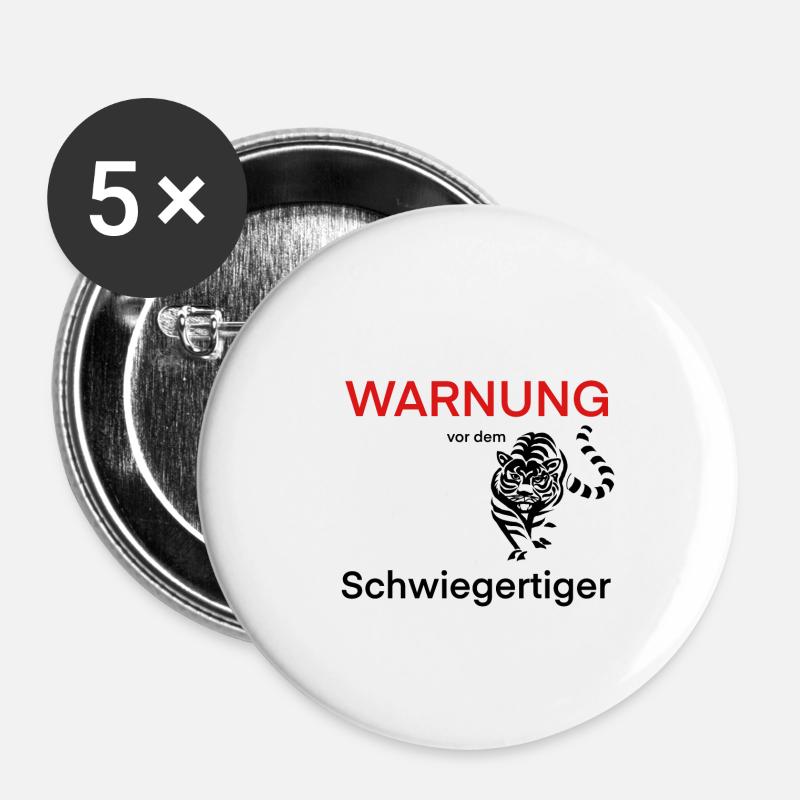 Schwiegertiger - Buttons klein 25 mm (5er Pack) - Weiß