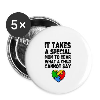 AUTISMUS SPECIAL MOM Autism Awareness Geschenk - Buttons klein 25 mm (5er Pack) - Weiß - Vorne