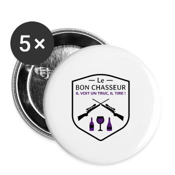 Le bon chasseur - Les Inconnus - Réplique Culte ! - Lot de 5 petits badges (25 mm) - blanc - Devant