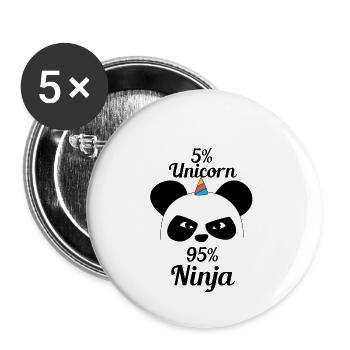Einhorn Panda Ninja Kung Fu Panda - Buttons klein 25 mm (5er Pack) - Weiß - Vorne