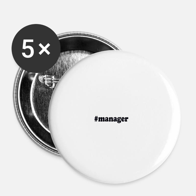 Gestionnaire de hashtags - Lot de 5 petits badges (25 mm) - blanc