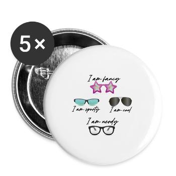 sonenbrillen,Brillen,cool,fany,nerd,vintage,nerd - Buttons klein 25 mm (5er Pack) - Weiß - Vorne