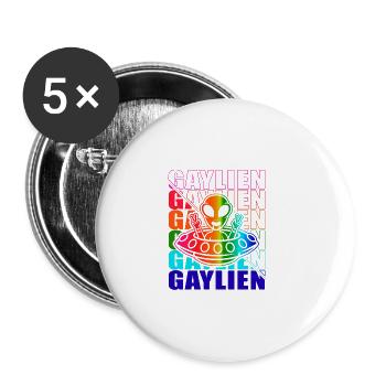 Gender Lesben, Schwule, Trans, Queer Regenbogen - Buttons klein 25 mm (5er Pack) - Weiß - Vorne