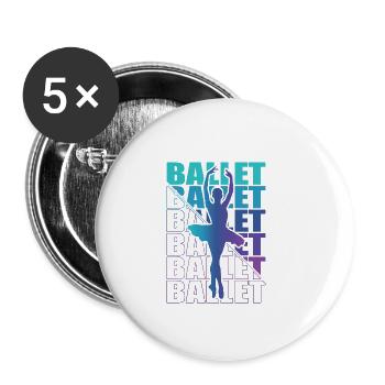 Ballet, Ballerine, Fille, Fille, Danse - Lot de 5 petits badges (25 mm) - blanc - Devant
