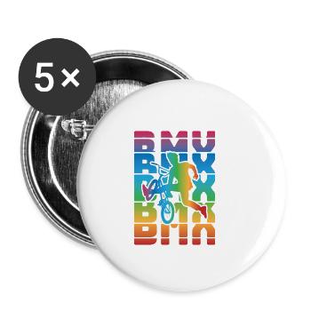 vintage Bike Outfit, Fahrrad Urban Freestyle BMX - Buttons klein 25 mm (5er Pack) - Weiß - Vorne