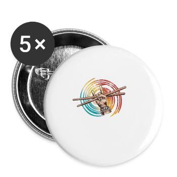 Drums Schlagzeuger Schlagzeugspieler Drummer - Buttons klein 25 mm (5er Pack) - Weiß - Vorne