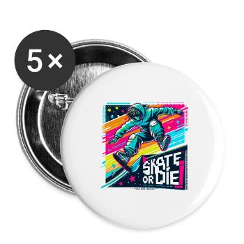 Skate or Die - Buttons klein 25 mm (5er Pack) - Weiß - Vorne