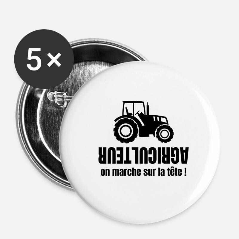 Farmer, farmer, tractor - Buttons small 1''/25 mm (5-pack) - white