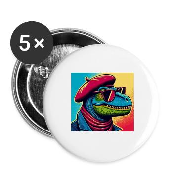 Dino PopArt Portrait - Lot de 5 petits badges (25 mm) - blanc - Devant