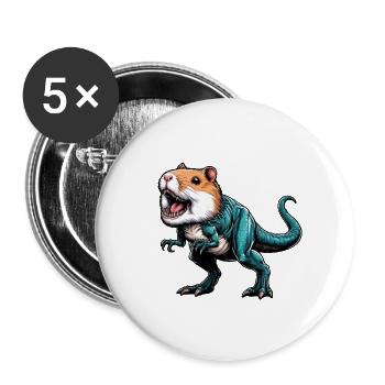 T-Rex Hamster Hybrid: Fantastisches Fabeltier - Buttons klein 25 mm (5er Pack) - Weiß - Vorne
