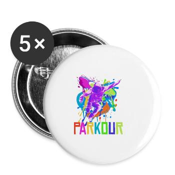 Parkour, Freerunning, Street Workout, Acrobatic - Buttons small 1''/25 mm (5-pack) - white - Front