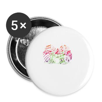 Drums Schlagzeuger Schlagzeugspieler Drummer - Buttons klein 25 mm (5er Pack) - Weiß - Vorne