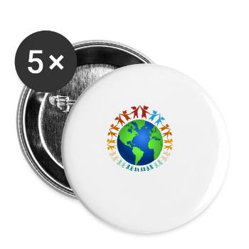 Nice "against racism" Refugees Welcome - Buttons small 1''/25 mm (5-pack) - white - Front