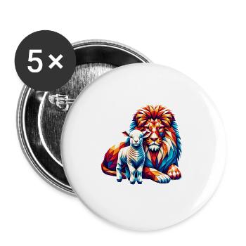 Christian Clothing Lion And Lamb - Buttons small 1''/25 mm (5-pack) - white - Front