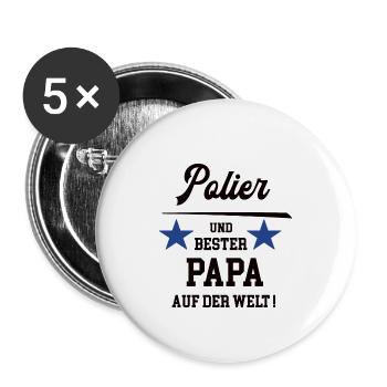 Bester Papa Polier Bau Handwerker Bauleitung - Buttons klein 25 mm (5er Pack) - Weiß - Vorne