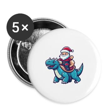 Dinosaure stégosaure Père Noël - Lot de 5 petits badges (25 mm) - blanc - Devant