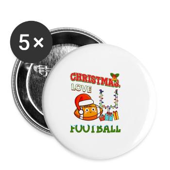 Joueurs de football universitaire Équipe Noël Amour - Lot de 5 petits badges (25 mm) - blanc - Devant