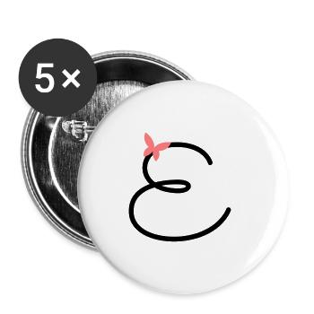 Buchstabe E Schmetterlingsbuchstabe - Buttons klein 25 mm (5er Pack) - Weiß - Vorne