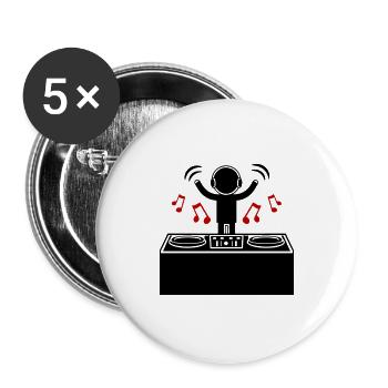 DJ Turntables Disc Jockey Symbol - Buttons small 1''/25 mm (5-pack) - white - Front