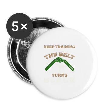 Schwarzer Gürtel: Motivation Kampfkunst Taekwondo - Buttons klein 25 mm (5er Pack) - Weiß - Vorne