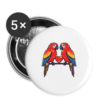 Papagai Paar Valentinstag - Buttons klein 25 mm (5er Pack) - Weiß - Vorne