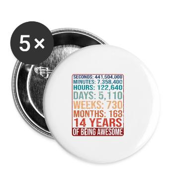 14 Jahre alt! Geburtstagsgeschenk 14. Geburtstag - Buttons klein 25 mm (5er Pack) - Weiß - Vorne