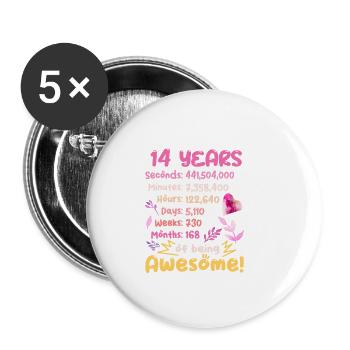 14 Jahre alt! Geburtstagsgeschenk 14. Geburtstag - Buttons klein 25 mm (5er Pack) - Weiß - Vorne