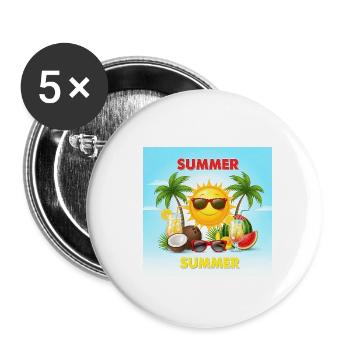 Sommerferien Sommerferien in der Sonne - Buttons klein 25 mm (5er Pack) - Weiß - Vorne