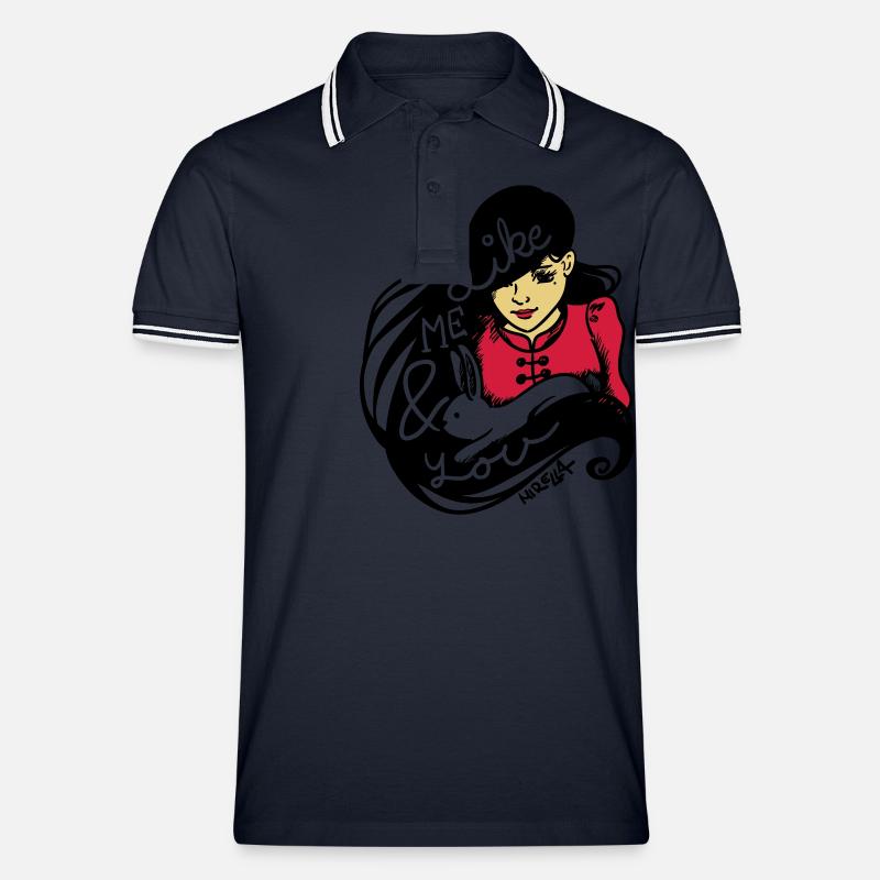 Like me & you - Männer Tipped Poloshirt - Navy/Weiß