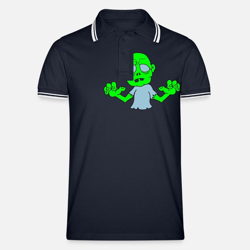 Zombie - Männer Tipped Poloshirt - Navy/Weiß