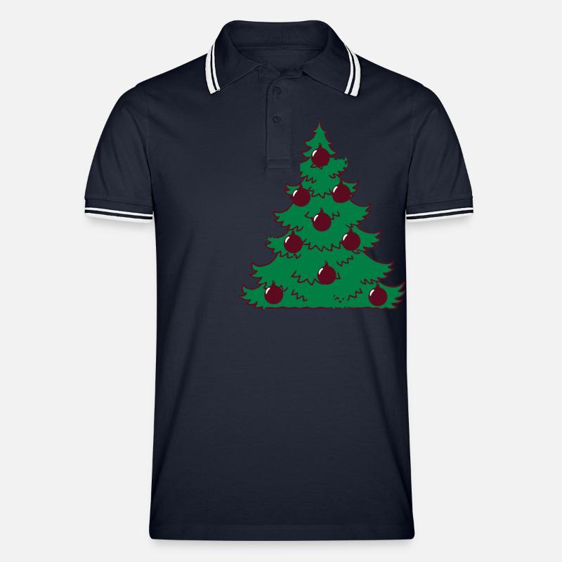 Weihnachtsbaum Weihnachten Weihnachtskugeln - Männer Tipped Poloshirt - Navy/Weiß