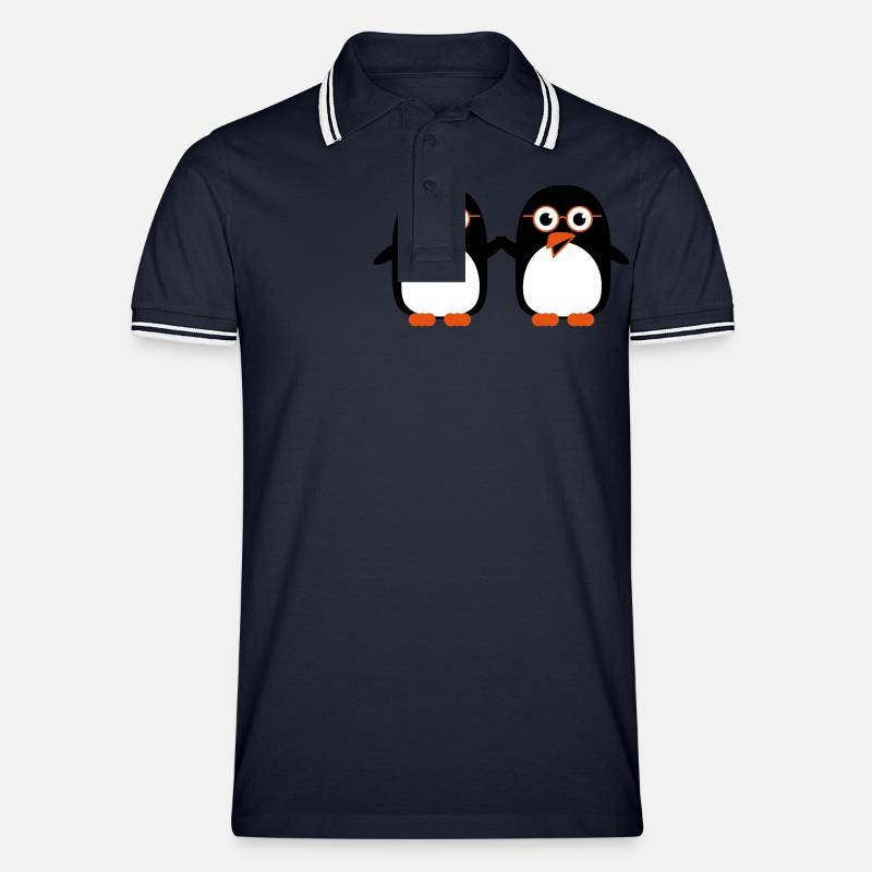 pinguine_geeks_c3 - Männer Tipped Poloshirt - Navy/Weiß