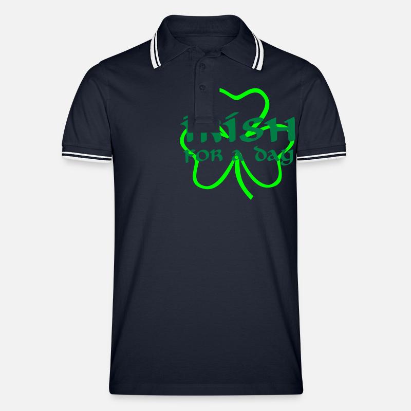 St. Patricks day - Männer Tipped Poloshirt - Navy/Weiß