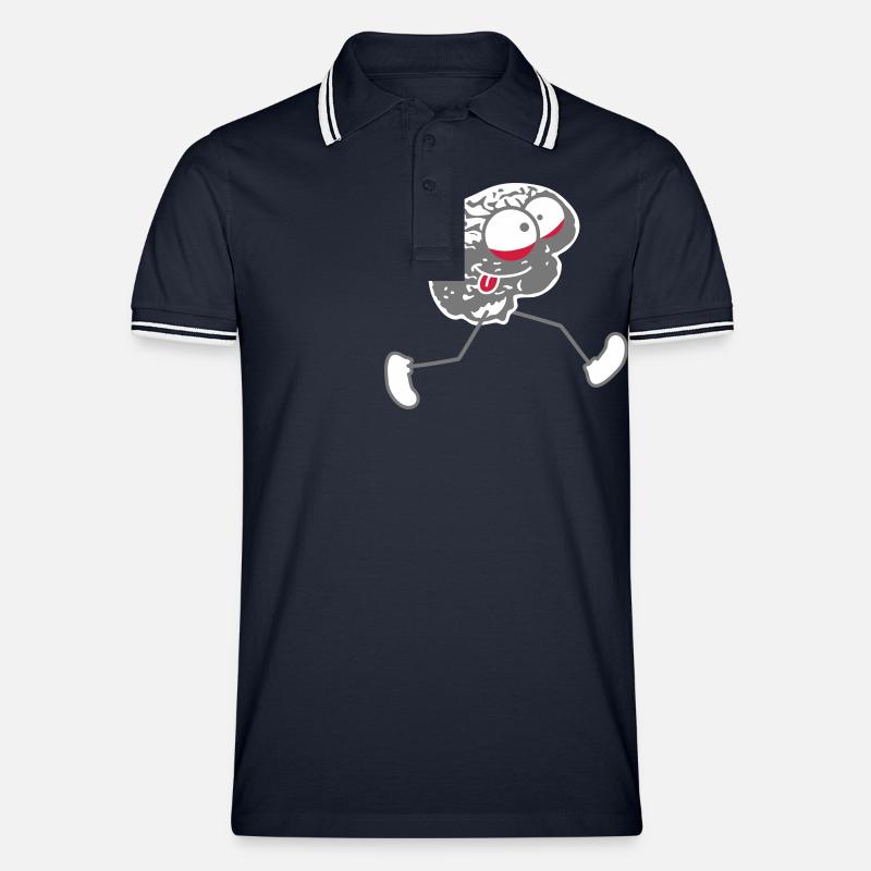 Crazy Running Brain - Männer Tipped Poloshirt - Navy/Weiß