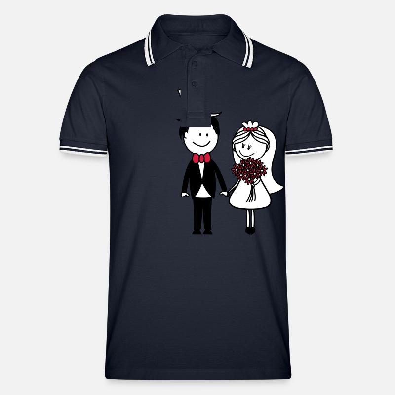 hochzeit - Männer Tipped Poloshirt - Navy/Weiß