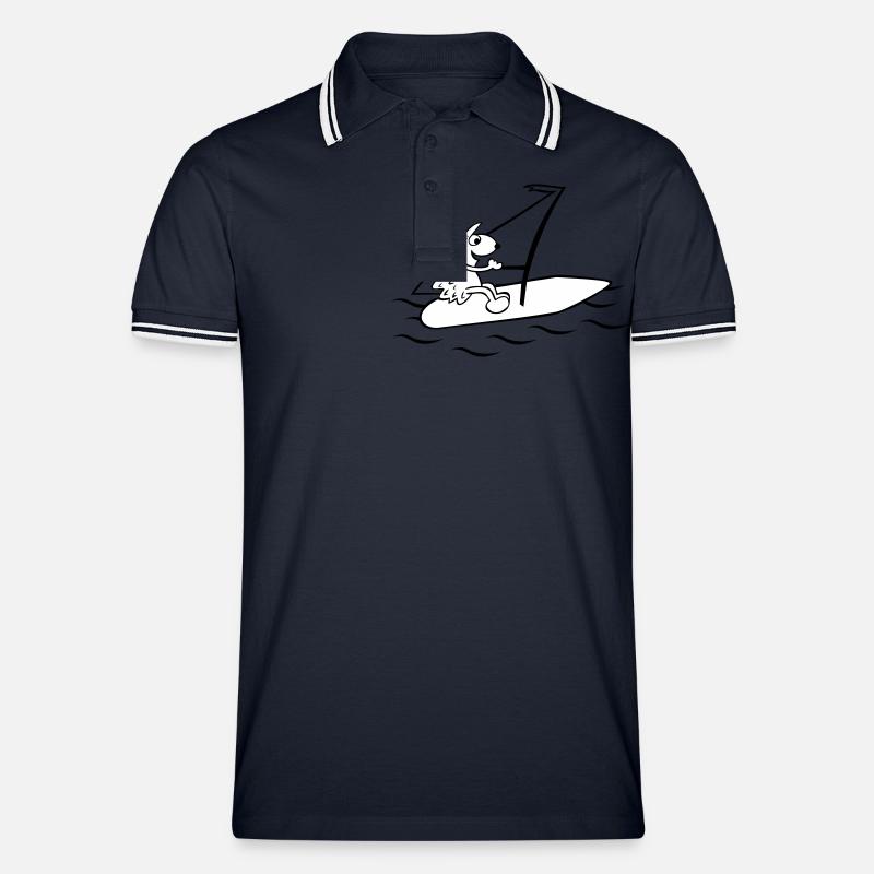 Surfender Igel - Männer Tipped Poloshirt - Navy/Weiß