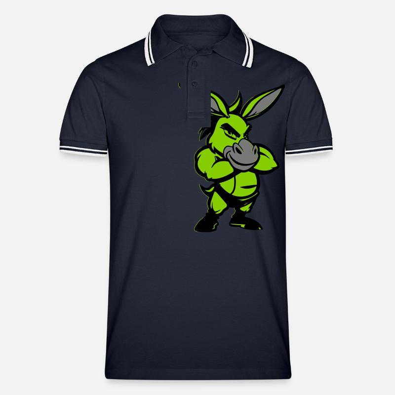 esel comic - Männer Tipped Poloshirt - Navy/Weiß