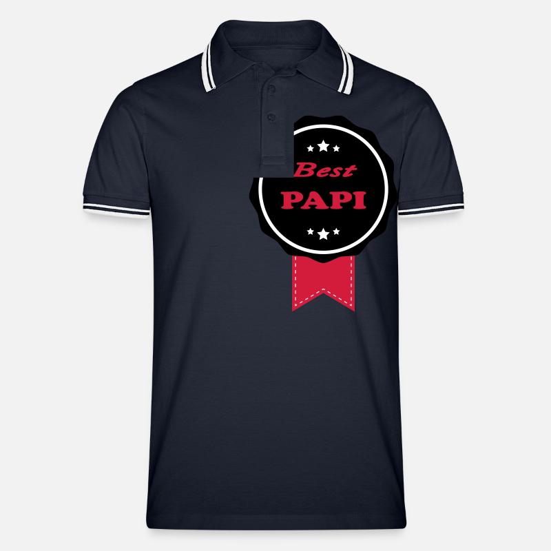 BESTES PAPI - Männer Tipped Poloshirt - Navy/Weiß
