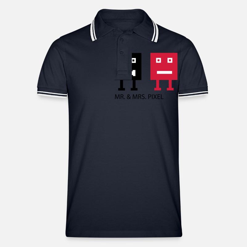Mr & Mrs Pixel - Männer Tipped Poloshirt - Navy/Weiß