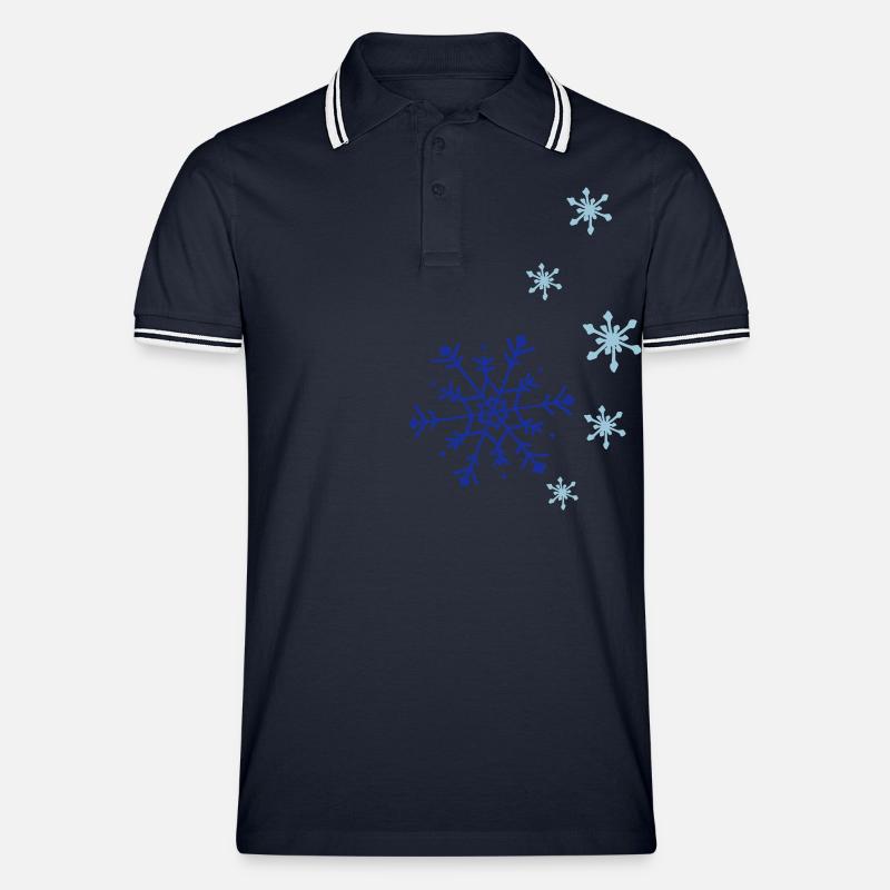 Snowflakes falling - Männer Tipped Poloshirt - Navy/Weiß