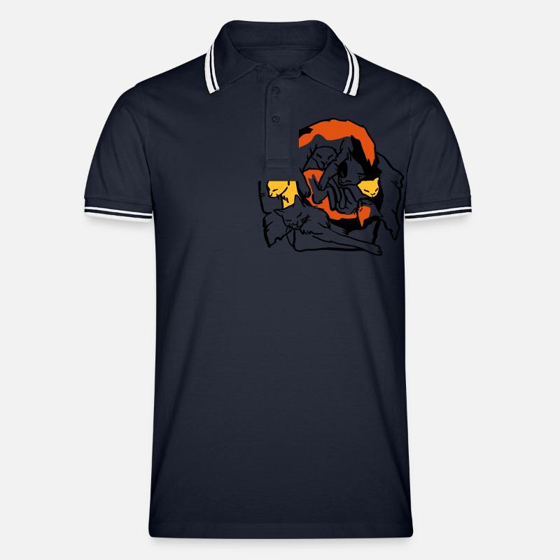 Katzen in Box - Männer Tipped Poloshirt - Navy/Weiß