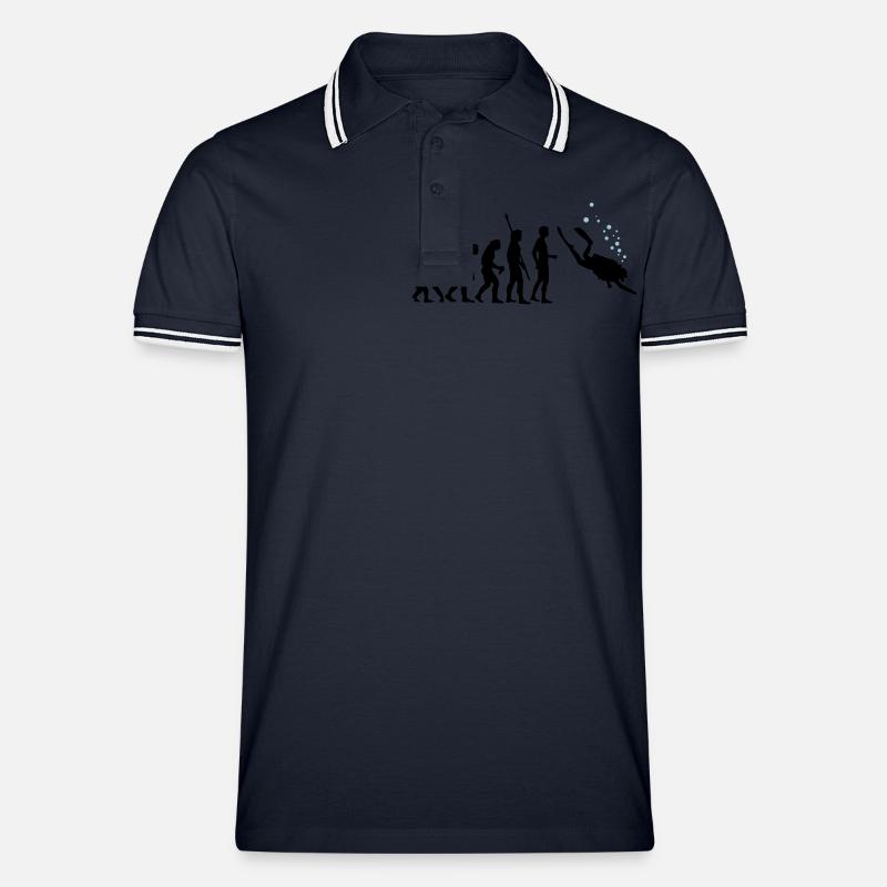 evolution_taucher_c_2c - Männer Tipped Poloshirt - Navy/Weiß