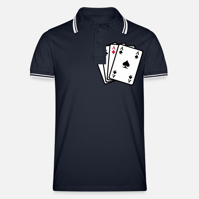 Poker - Männer Tipped Poloshirt - Navy/Weiß
