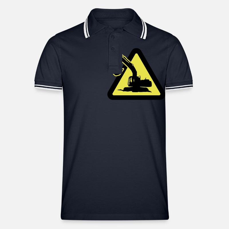 bauarbeiten_mit_bagger_2c - Männer Tipped Poloshirt - Navy/Weiß