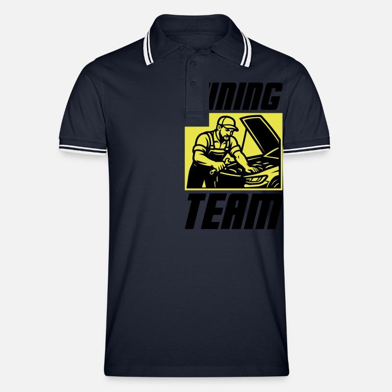 Tuning Team Auto - Männer Tipped Poloshirt - Navy/Weiß
