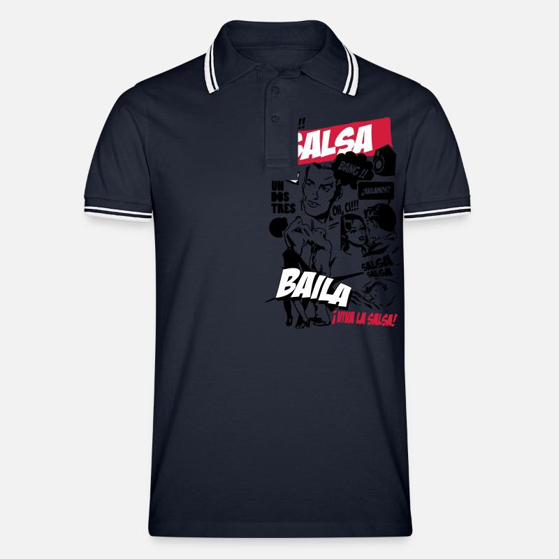 Salsa-comic - Männer Tipped Poloshirt - Navy/Weiß